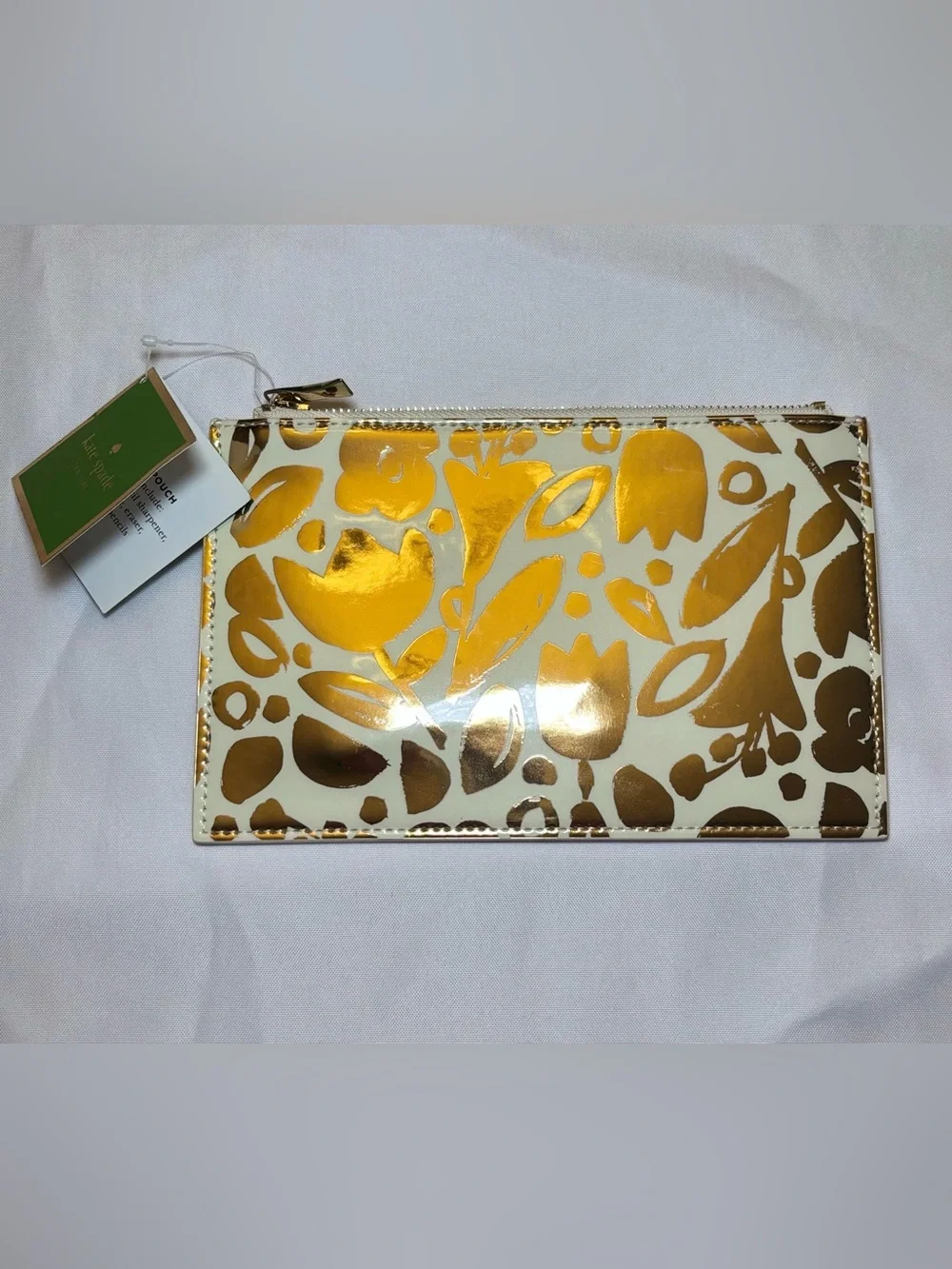 Kate Spade ♠️ Golden Floral pencil pouch